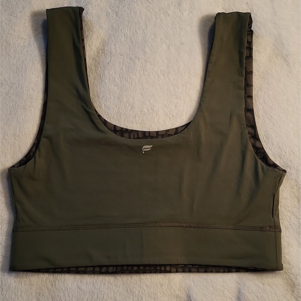 Sportbra Fabletics Two In One Reversible Olive Green/ Crocodile Excellent Size L